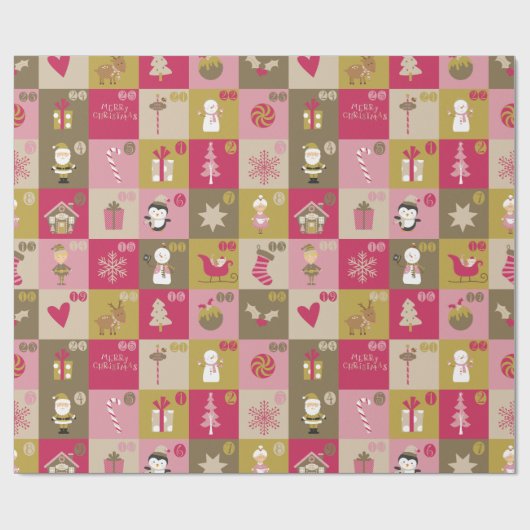 Sweet Holiday Patchwork Weihnachtsmuster Geschenkpapier (Flach)