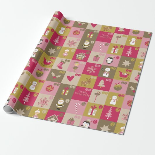 Sweet Holiday Patchwork Weihnachtsmuster Geschenkpapier (Ungerollt)