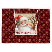 Sweet Holiday Santa Claus Red Nose Rudolph Bag Große Geschenktüte (Vorderseite)