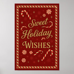 Sweet Holiday wünscht Candy Cane Christmas Poster