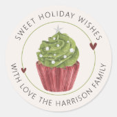 Sweet Holiday wünscht Cupcake Personalisiert Runder Aufkleber (Vorderseite)
