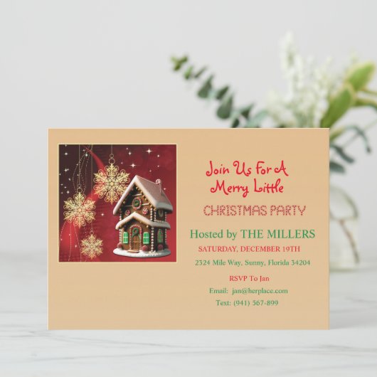 "Sweet Holiday Zuhause" Party zu Weihnachten Einladung (Stehend Vorderseite)