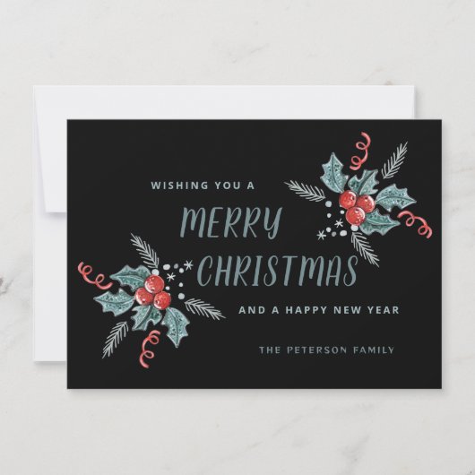 Sweet Holly Berry Weihnachten Non-Foto Black (Vorderseite)