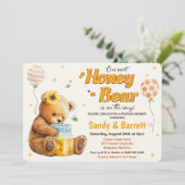 Sweet Honey Bear Baby Shower Einladung (Stehend Vorderseite)