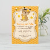 Sweet Honey Bear Baby Shower Einladung (Stehend Vorderseite)