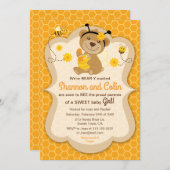Sweet Honey Bear Baby Shower Einladung (Vorne/Hinten)