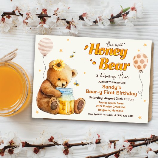 Sweet Honey Bear Birthday Einladung