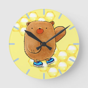 Sweet Honey Bear Runde Wanduhr