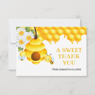 Sweet Honey Bee Baby Shower Gender Neutral Flat Dankeskarte