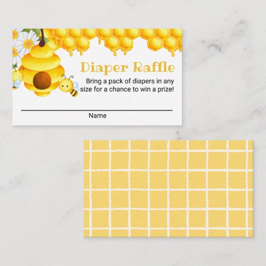 Sweet Honey Bee Diaper Raffle Card Begleitkarte (Vorne/Hinten)