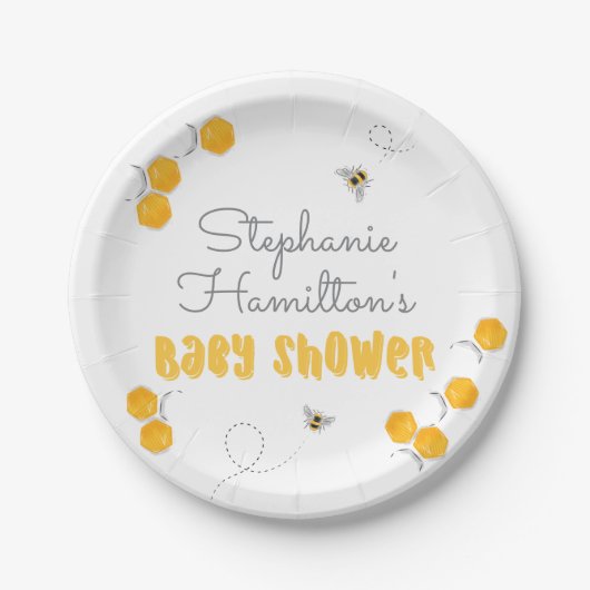 Sweet Honey Bee Gender Neutral Baby Dusche Pappteller (Vorderseite)