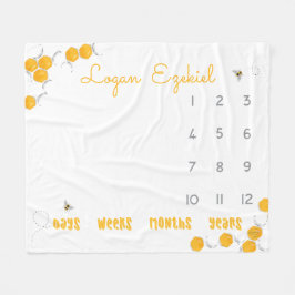 Sweet Honey Bee Gender Neutral Baby Milestone Fleecedecke