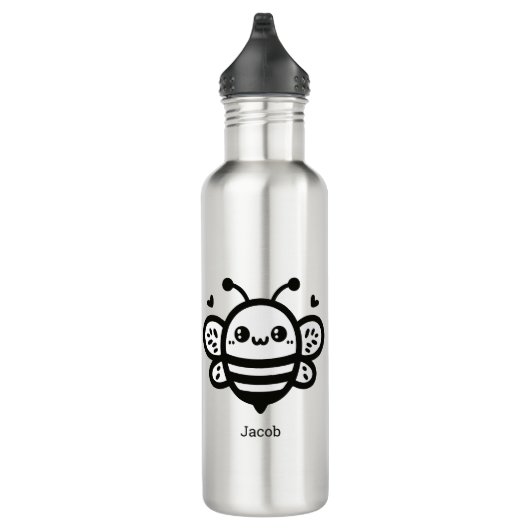 Sweet Honey Bee - Kawaii Kinderzimmer Line Art Edelstahlflasche (Rechts)