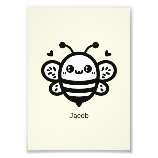 Sweet Honey Bee - Kawaii Kinderzimmer Line Art Fotodruck (Vorne)