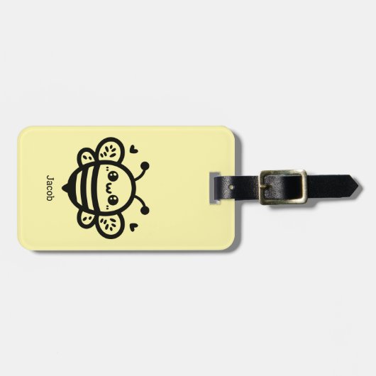 Sweet Honey Bee - Kawaii Kinderzimmer Line Art Gepäckanhänger (Vorderseite horizontal)
