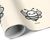 Sweet Honey Bee - Kawaii Kinderzimmer Line Art Geschenkpapier (Rolleneckpunkt)