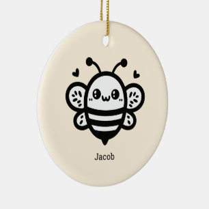 Sweet Honey Bee - Kawaii Kinderzimmer Line Art Keramik Ornament