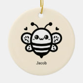Sweet Honey Bee - Kawaii Kinderzimmer Line Art Keramik Ornament (Vorne)