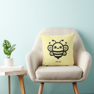Sweet Honey Bee - Kawaii Kinderzimmer Line Art Kissen