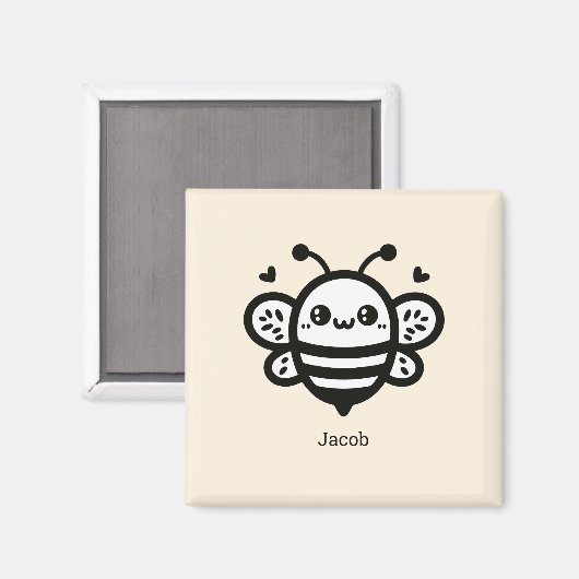 Sweet Honey Bee - Kawaii Kinderzimmer Line Art Magnet (Vorderseite/Rückseite)