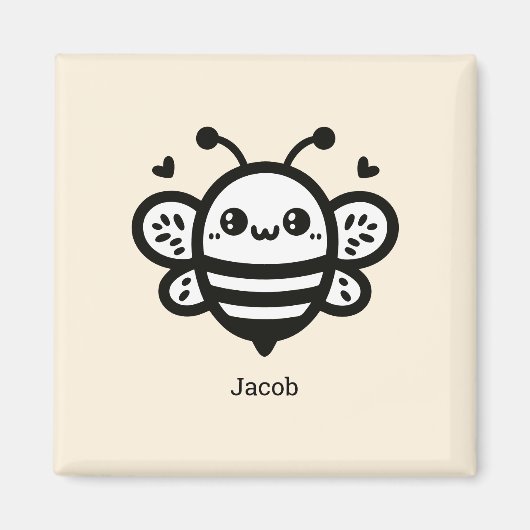 Sweet Honey Bee - Kawaii Kinderzimmer Line Art Magnet (Vorne)