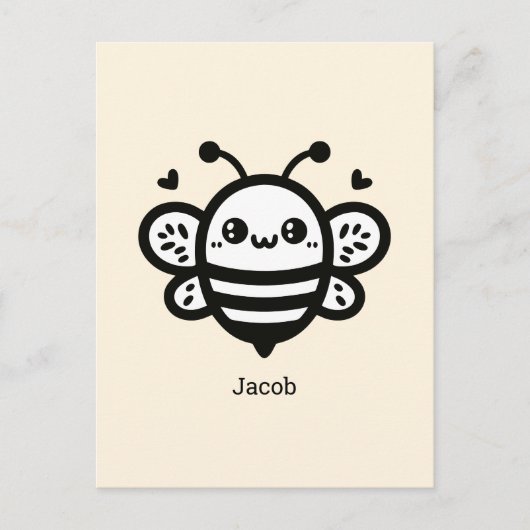 Sweet Honey Bee - Kawaii Kinderzimmer Line Art Postkarte (Vorderseite)