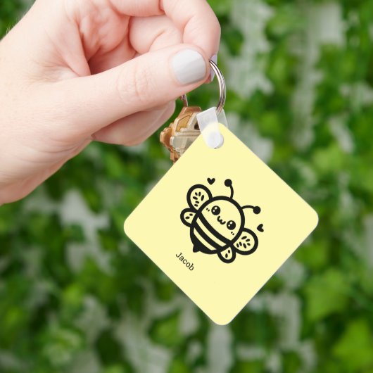 Sweet Honey Bee - Kawaii Kinderzimmer Line Art Schlüsselanhänger (Hand)