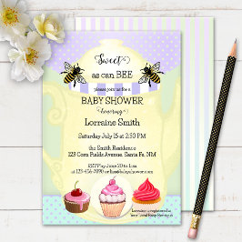 Sweet Honey Bee Tea Cupcake Baby Showroom Einladung