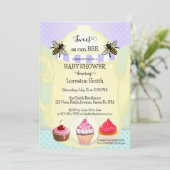 Sweet Honey Bee Tea Cupcake Baby Showroom Einladung (Stehend Vorderseite)