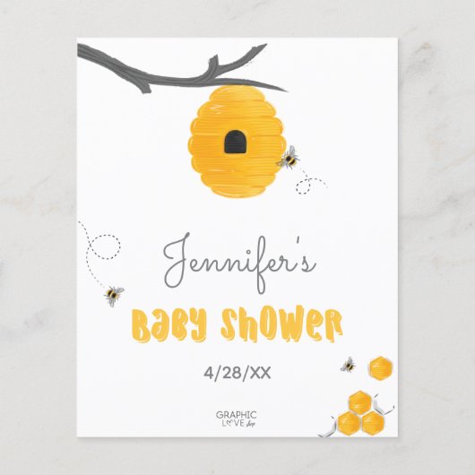 Sweet Honey Bee Yellow Baby Dusche Wünsche für Bab (Rückseite)