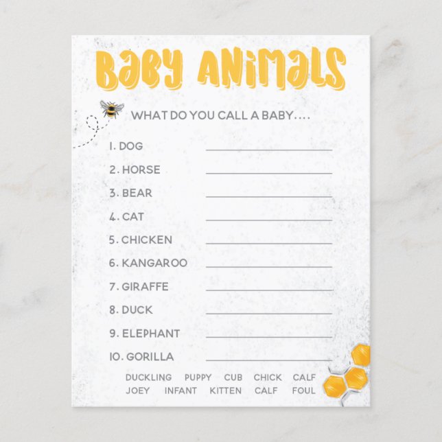 Sweet Honey Bee Yellow Shower Baby Animals Game (Vorderseite)