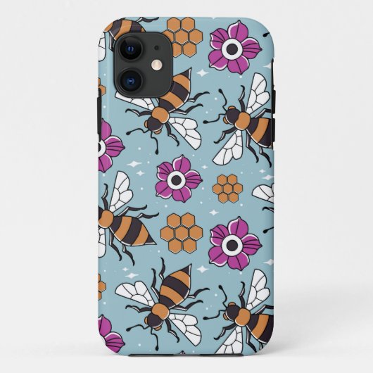 Sweet Honey Bees Pattern Case-Mate iPhone Hülle (Rückseite)