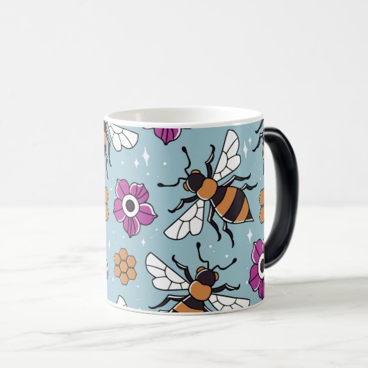 Sweet Honey Bees Pattern Verwandlungstasse (VorderseiteRechts)