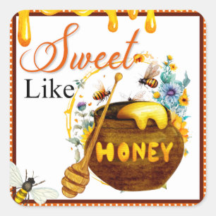 Sweet Honeybear Bear Baby Shower Quadratischer Aufkleber