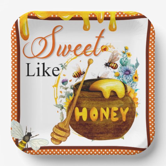 Sweet Honeybee Baby Dusche Pappteller (Vorderseite)