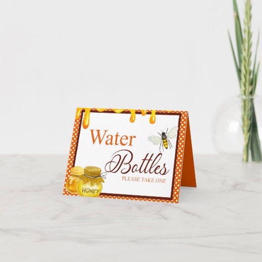Sweet Honeybee Baby Dusche Wasser Flasche Tisch Karte (Vorderseite)