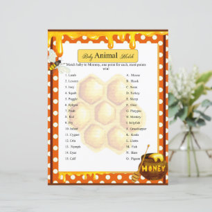 Sweet Honeybee Baby Shower Animal Match Game