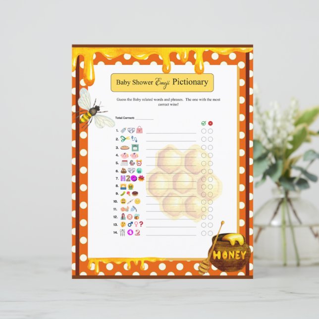 Sweet Honeybee Baby Shower Emoji Game (Stehend Vorderseite)
