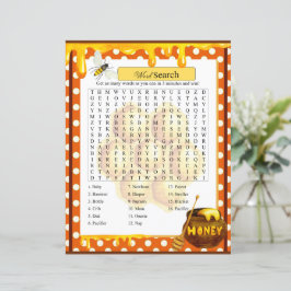Sweet Honeybee Baby Shower Word Search Game
