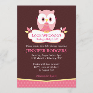 Sweet Hoot Owl Babydusche Einladungen - Rosa