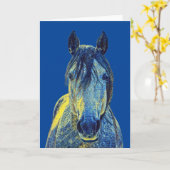Sweet Horse in Blues Künstlerisch Note Card Karte (Gelbe Blume)