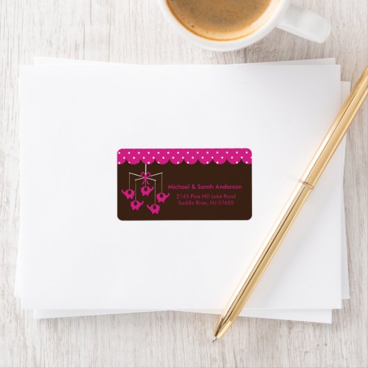 Sweet Hot Pink Elephant Mobile Address Label Adressaufkleber (Insitu)