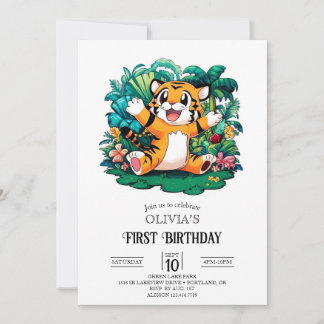 Sweet Hübsch Tiger 1. Geburtstag Digital Einladung