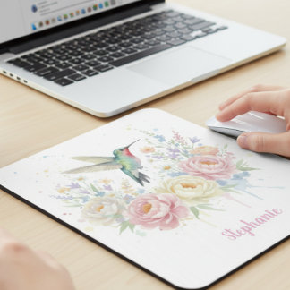 Sweet Hummingbird Floral Mousepad