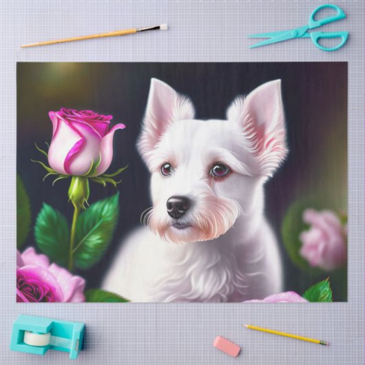 Sweet Hund und Rose Seidenpapier (Basteln)