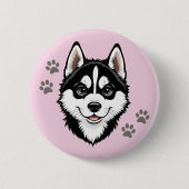 Sweet Husky Puppy Siberian Button (Vorderseite)