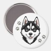 Sweet Husky Puppy Siberian Magnet (Vorderseite/Rückseite)