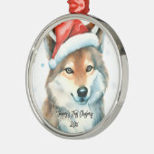 Sweet Husky Welpe im Schnee Erste Weihnachten Ornament Aus Metall (Links)