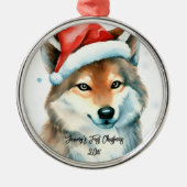 Sweet Husky Welpe im Schnee Erste Weihnachten Ornament Aus Metall (Vorne)