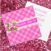 Sweet Hütte Rosa Lila Flat Holiday Einladung